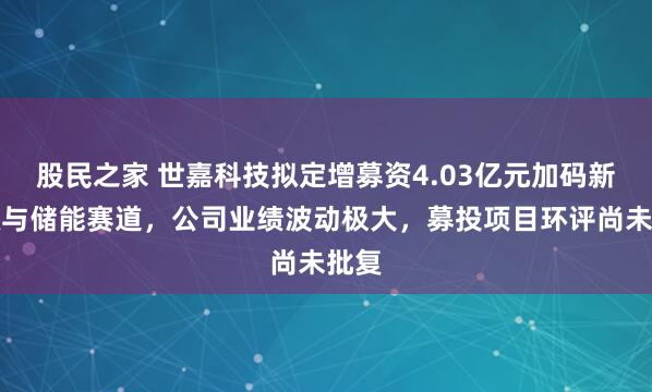 股民之家 世嘉科技拟定增募资4.03亿元加码新能源与储能赛道，公司业绩波动极大，募投项目环评尚未批复